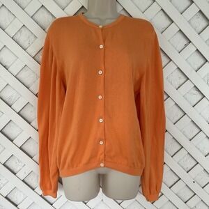 Vintage Lilly Pulitzer Cardigan Sweater Academia Preppy Spring Orange Sz Large